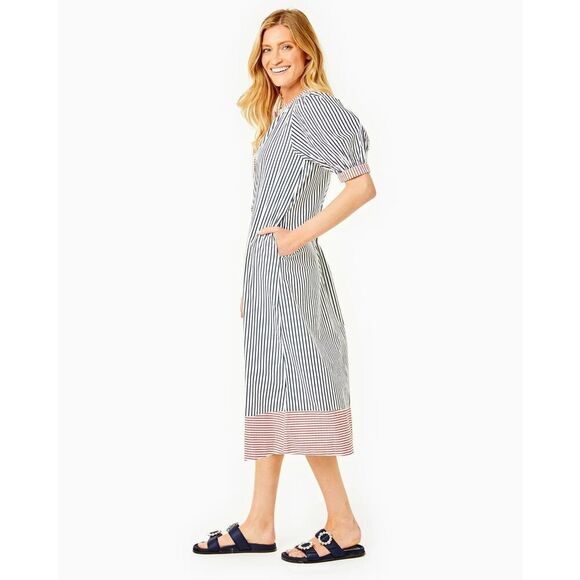 NWT Addison Bay Cabana Dress In Navy, White & Red Stripe Size Small $188 MSRP - Picture 4 of 13